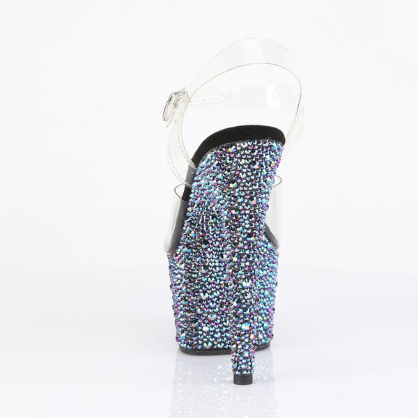BEJEWELED-708MS Plateau High-Heel Sandaletten Mehrfarbig Schwarz Glitzer von Pleaser – Ansicht 4