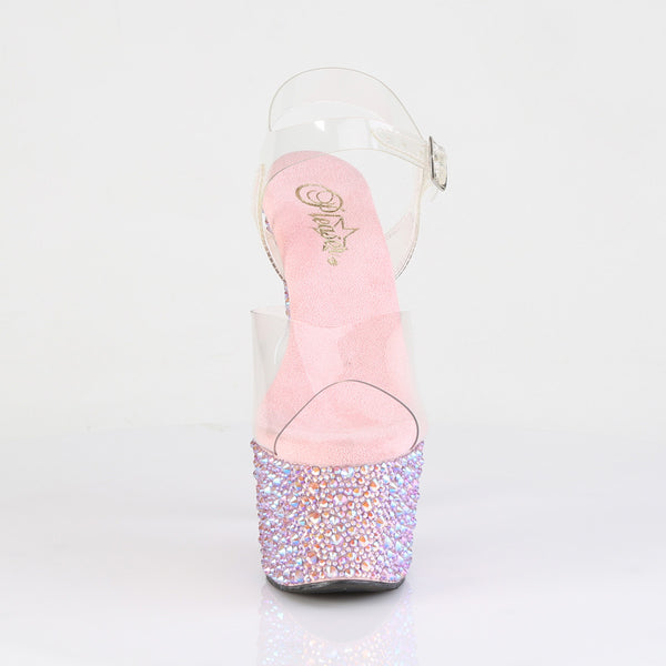 BEJEWELED-708MS Plateau High-Heel Sandaletten Rosa Glitzer von Pleaser – Ansicht 2