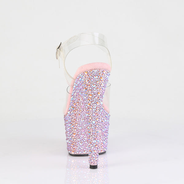 BEJEWELED-708MS Plateau High-Heel Sandaletten Rosa Glitzer von Pleaser – Ansicht 4