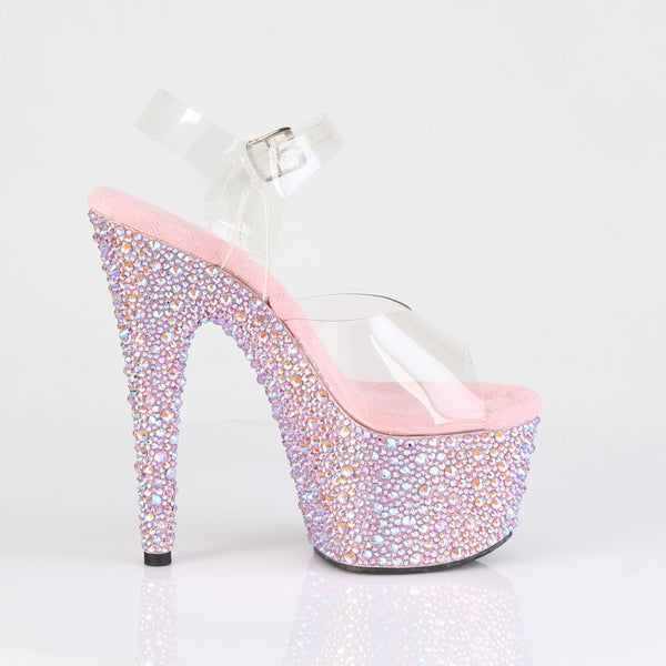 BEJEWELED-708MS Plateau High-Heel Sandaletten Rosa Glitzer von Pleaser – Ansicht 5