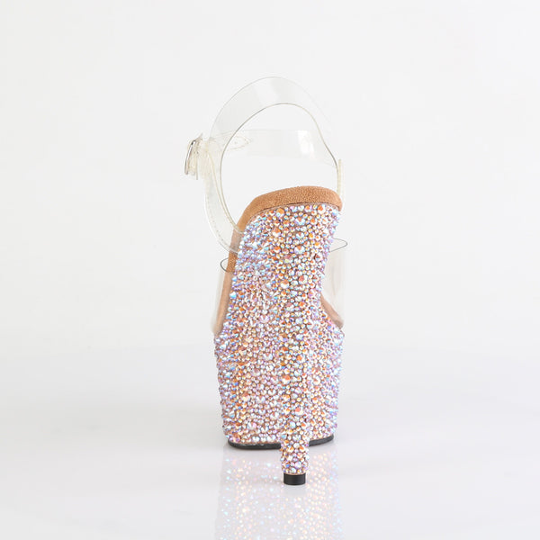 BEJEWELED-708MS Plateau High-Heel Sandaletten Braun Glitzer von Pleaser – Ansicht 4