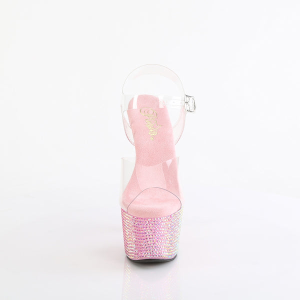 BEJEWELED-708RRS - Plateau High Heel Sandaletten - Pink mit Strass von Pleaser – Ansicht 2