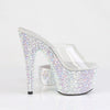 BEJEWELED-712MS Plateau High Heel Pantoletten mit Strasssteinen und Ankle Cuffs - Silber von Pleaser – Ansicht 5