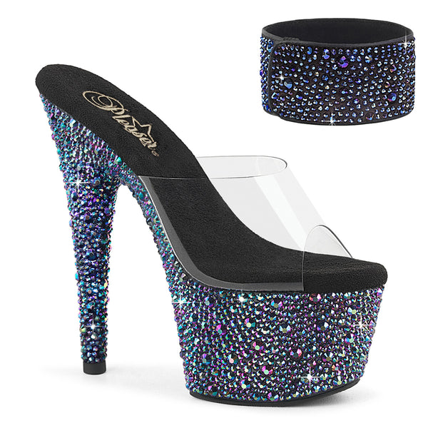 BEJEWELED-712MS Plateau Pantoletten Mehrfarbig Strass von Pleaser
