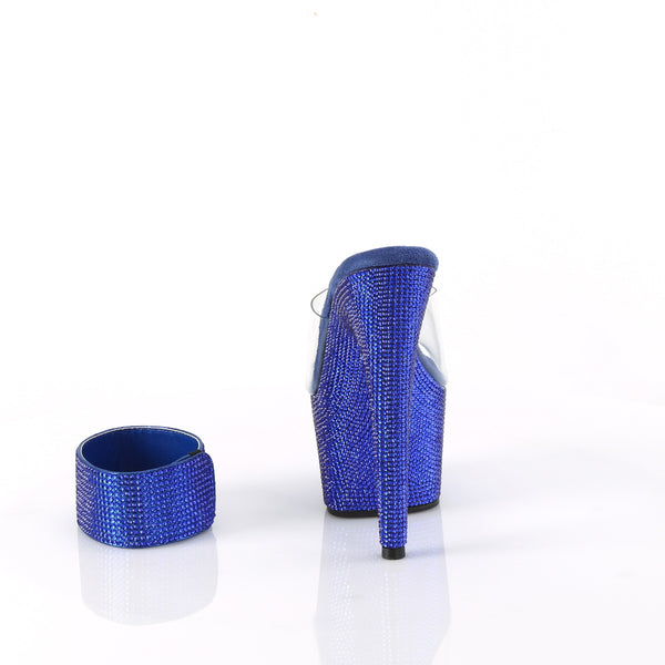 BEJEWELED-712RS Sandalette Plateauschuhe Blau Glitzer | Pleaser