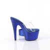 BEJEWELED-712RS Sandalette Plateauschuhe Blau Glitzer | Pleaser