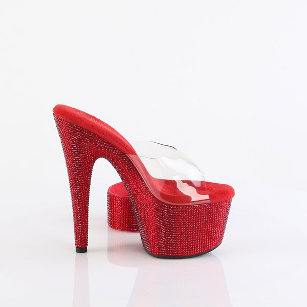 BEJEWELED-712RS Sandalette Plateauschuhe Rot Glitzer | Pleaser
