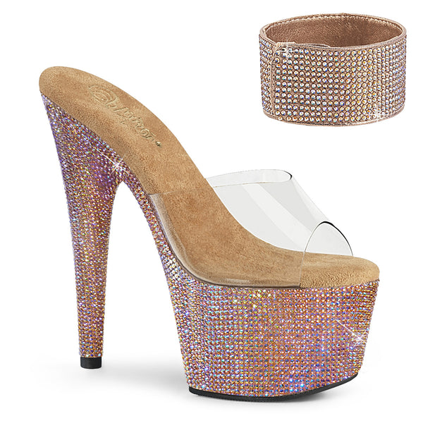 BEJEWELED-712RS Plateau Pantoletten Rose Gold | Pleaser