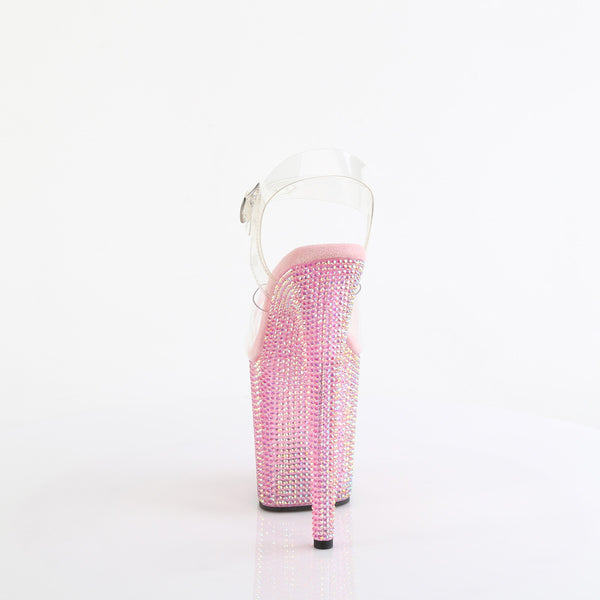 BEJEWELED-808RRS - Plateau High Heel Sandaletten - Rosa mit Strass von Pleaser – Ansicht 4