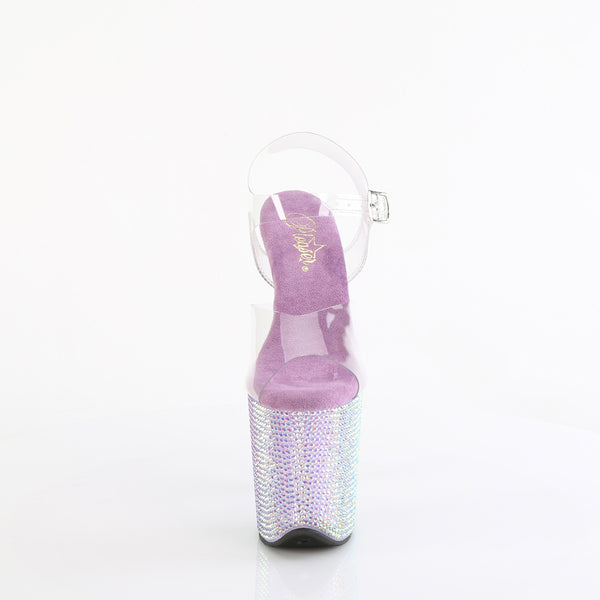BEJEWELED-808RRS - Plateau High Heel Sandaletten - Lila/Flieder mit Strass von Pleaser – Ansicht 2