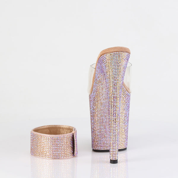BEJEWELED-812RS Plateau Pantoletten Rose Gold Glitzer von Pleaser – Ansicht 4