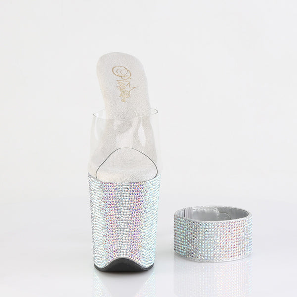 BEJEWELED-812RS Plateau Pantoletten Silber Glitzer von Pleaser – Ansicht 2