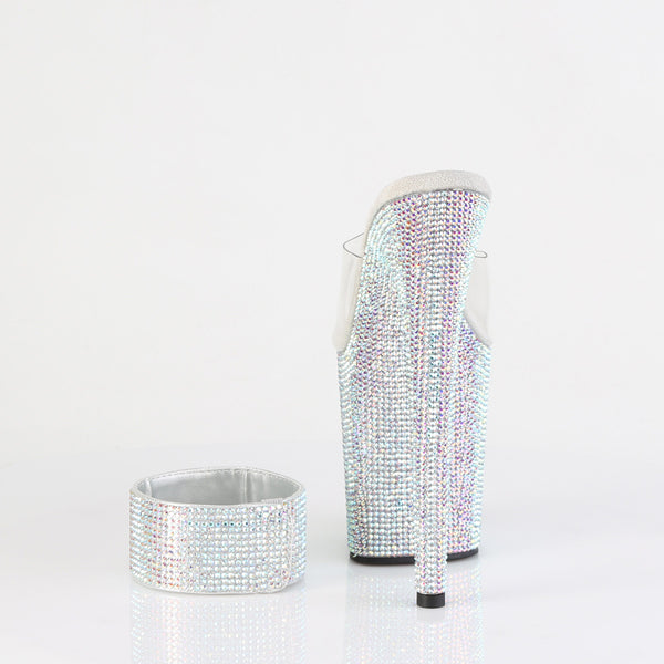 BEJEWELED-812RS Plateau Pantoletten Silber Glitzer von Pleaser – Ansicht 4