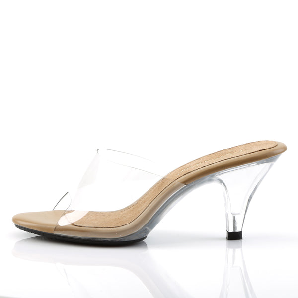 BELLE-301 Pantoletten Transparent/Tan | Fabulicious