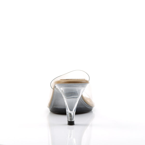 BELLE-301 Pantoletten Transparent/Tan | Fabulicious