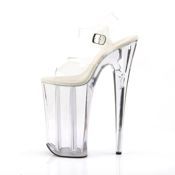 BEYOND-008 Plateau Sandaletten Weiß/Transparent von Pleaser – Ansicht 3