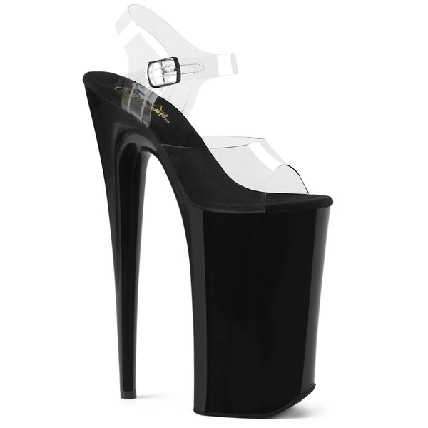 BEYOND-008 Plateau Sandaletten Transparent/Schwarz von Pleaser