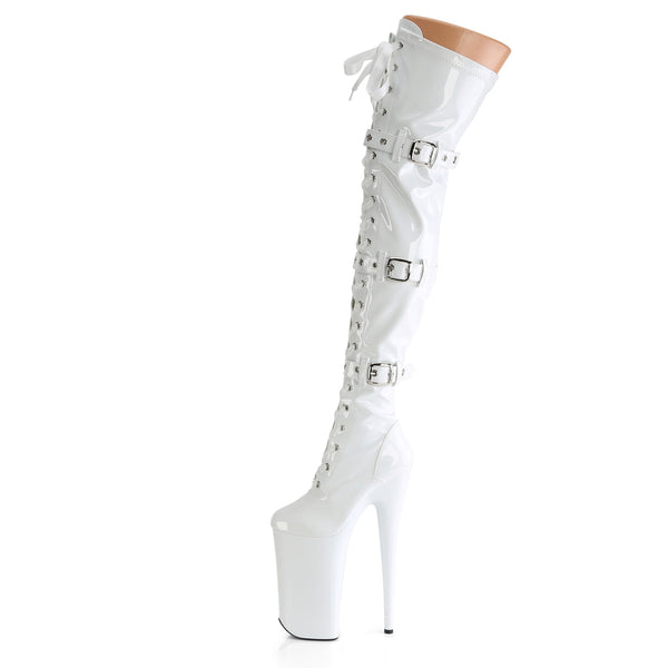 BEYOND-3028 - Plateau Overknee Stiefel - Weiß Lack von Pleaser – Ansicht 3