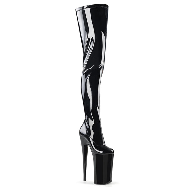 BEYOND-4000 Plateau Overknee Stiefel Lack Schwarz von Pleaser