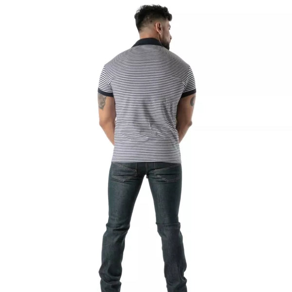 Schwarzes Sailor Stripes-Poloshirt von TOF Paris – Ansicht 2