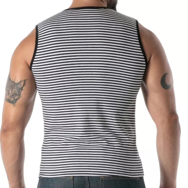 Schwarzes Sailor Stripe Tank Top im maritimen Designer Look von TOF Paris – Ansicht 3