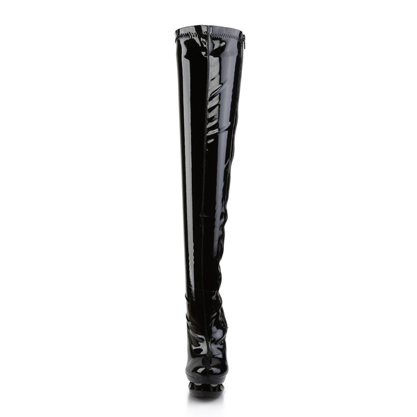 BLONDIE-3000 Plateau Overknee Stiefel Schwarz Lack von Pleaser – Ansicht 2