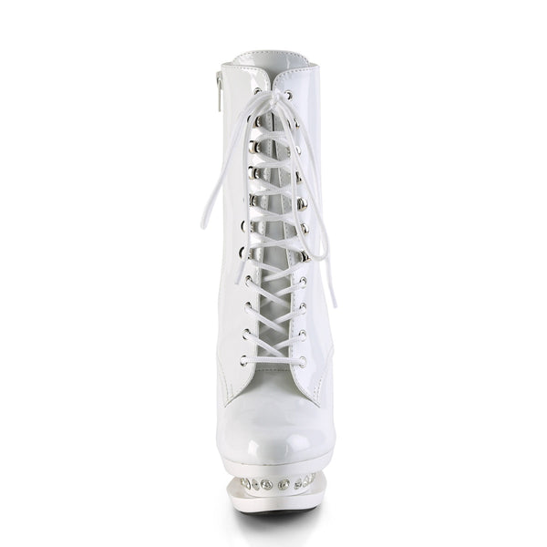BLONDIE-R-1020 Plateau Stiefeletten - Lack Weiß | Pleaser