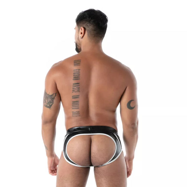 Schwarzer Bottomless Brief im Latex Second Skin Look von TOF Paris – Ansicht 3