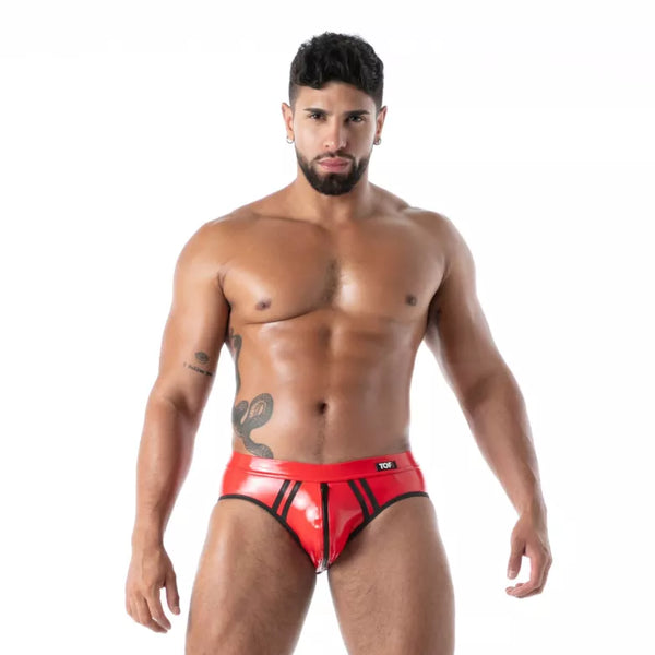Roter Bottomless Latex Second Skin-Slip von TOF Paris – Ansicht 4