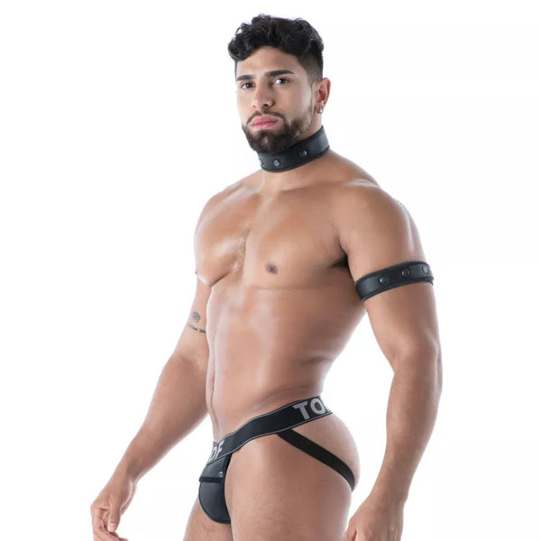 Schwarzes Neoprene Armband mit markantem Sport Look von TOF Paris – Ansicht 2