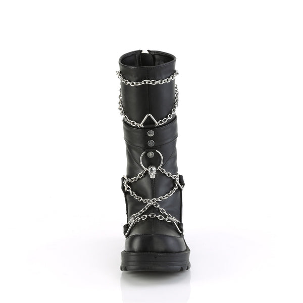 BRATTY-120 Plateau Stiefel mit Kette Schwarz Matt von DemoniaCult – Ansicht 2