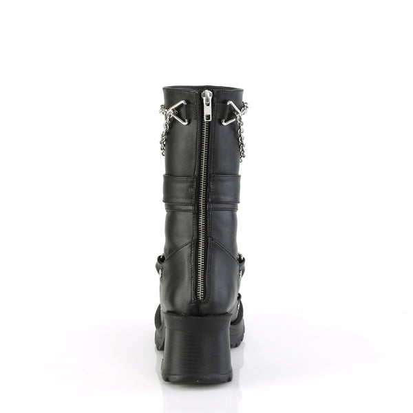 BRATTY-120 Plateau Stiefel mit Kette Schwarz Matt von DemoniaCult – Ansicht 4
