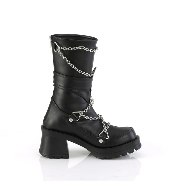 BRATTY-120 Plateau Stiefel mit Kette Schwarz Matt von DemoniaCult – Ansicht 5