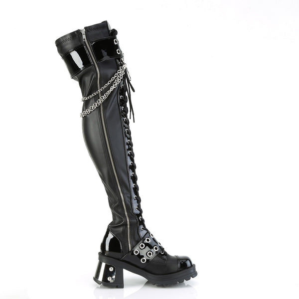 BRATTY-304 Plateau Overknee Stiefel Schwarz Schnürung vorne von DemoniaCult – Ansicht 5