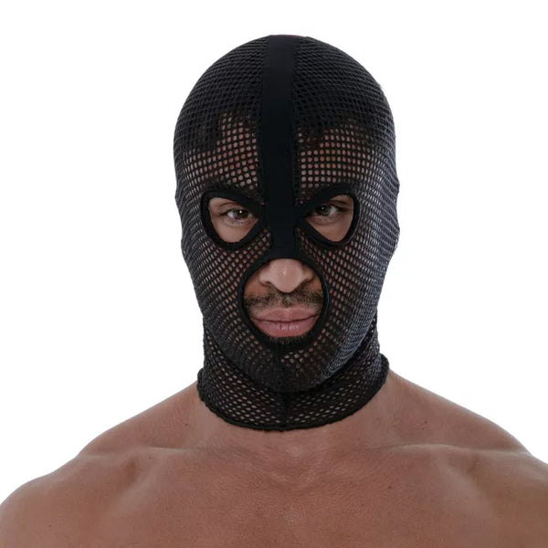 Schwarze geheimnisvolle Mesh Balaclava für aufregende Nächte von TOF Paris