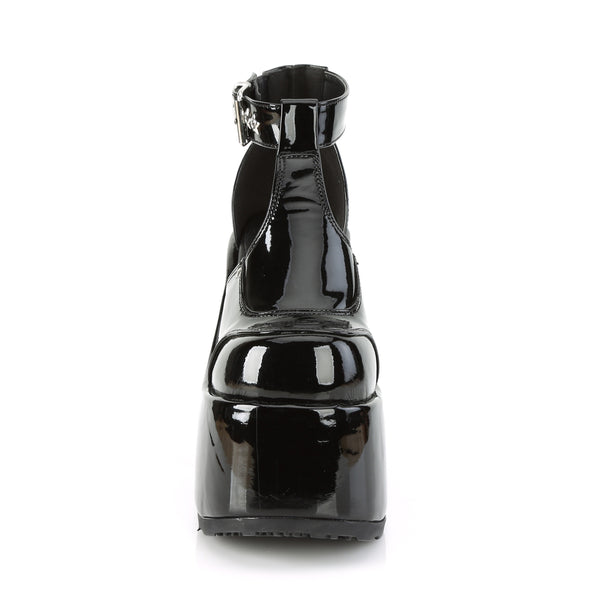 CAMEL-103 Pleateau Sandaletten Schwarz Lack | DemoniaCult