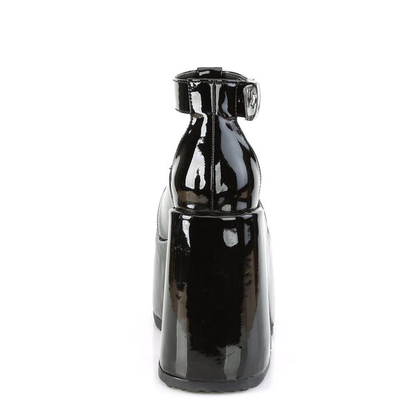CAMEL-103 Pleateau Sandaletten Schwarz Lack | DemoniaCult