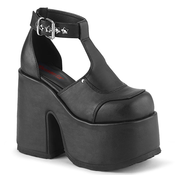 CAMEL-103 Pleateau Sandaletten Schwarz Matt | DemoniaCult
