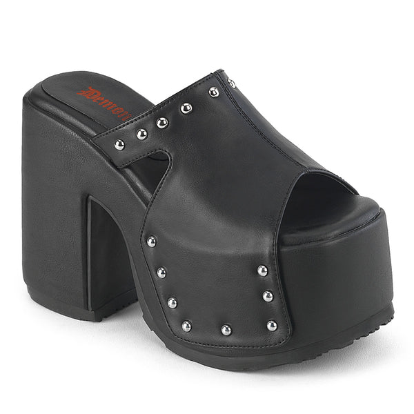 CAMEL-109 Plateau Pantoletten - Schwarz Matt von DemoniaCult