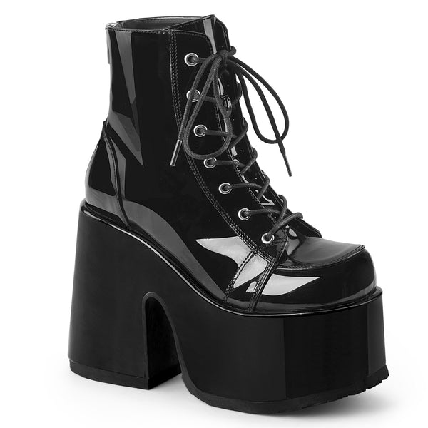 CAMEL-203 Plateau Stiefeletten - Schwarz Lack von DemoniaCult