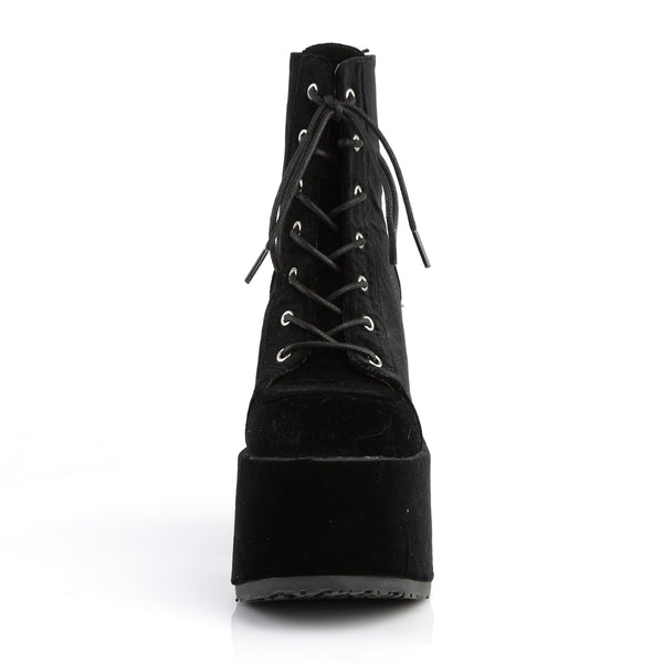 CAMEL-203Plateau Stiefeletten - Schwarz Samt von DemoniaCult – Ansicht 2