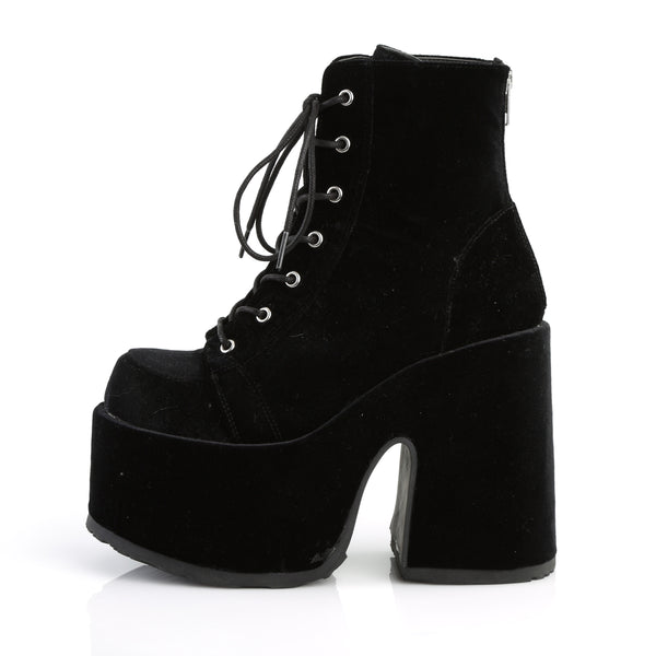 CAMEL-203Plateau Stiefeletten - Schwarz Samt von DemoniaCult – Ansicht 3