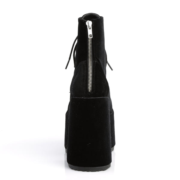 CAMEL-203Plateau Stiefeletten - Schwarz Samt von DemoniaCult – Ansicht 4
