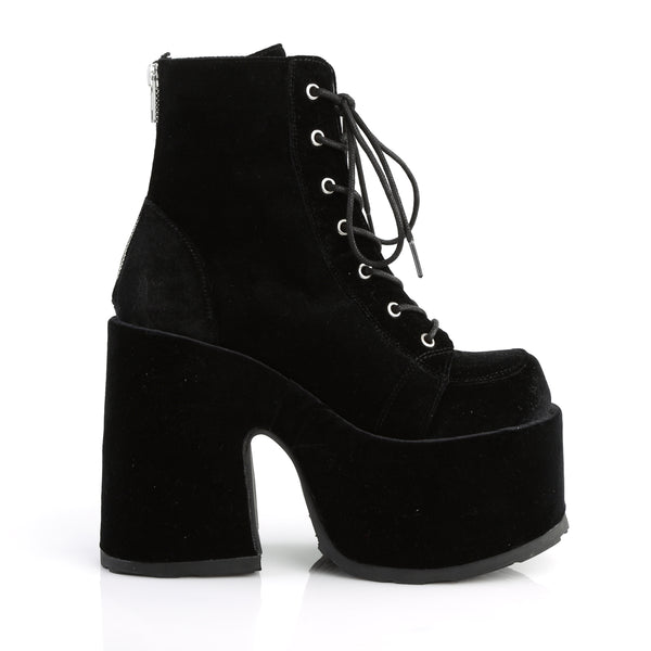 CAMEL-203Plateau Stiefeletten - Schwarz Samt von DemoniaCult – Ansicht 5