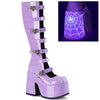 CAMEL-223 Plateau Stiefel mit Spinnennetzmuster - Lila Lack UV von DemoniaCult