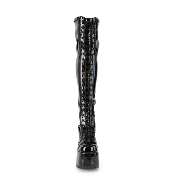 CAMEL-300 Plateau Overknee Stiefel Schwarz von DemoniaCult – Ansicht 2