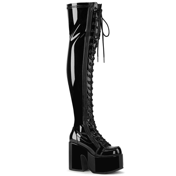 CAMEL-300 Plateau Overknee Stiefel Schwarz von DemoniaCult