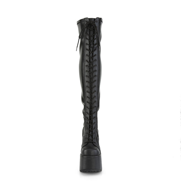 CAMEL-300 Plateau Overknee Stiefel Schwarz matt von DemoniaCult – Ansicht 2