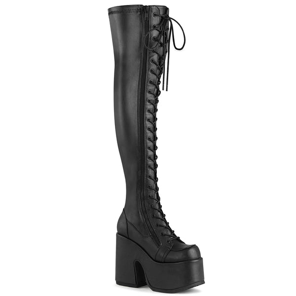 CAMEL-300 Plateau Overknee Stiefel Schwarz matt von DemoniaCult