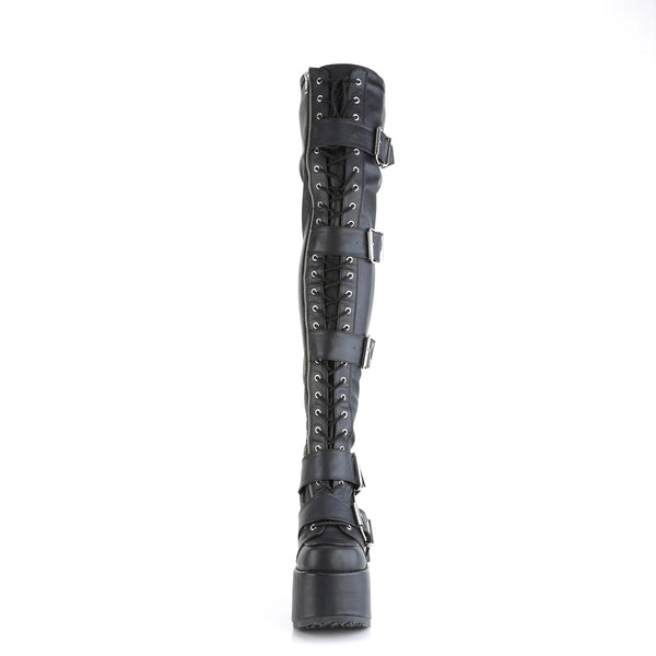 CAMEL-305 Plateau Overknee Stiefel - Schwarz Matt von DemoniaCult – Ansicht 2